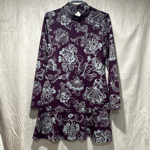 Anthropologie Mock Neck Mini Dress Boho Keyhole Back - Picture 4 of 13